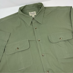 Cabela’s Moss Green Button Up Shortsleeve Shirt‎ Sz.2XL Poly. Cotton FrontPocket